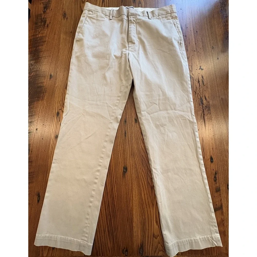 Banana Republic Aiden Fit Chino Pants Mens 36x30 Khaki Flat Front Stretch